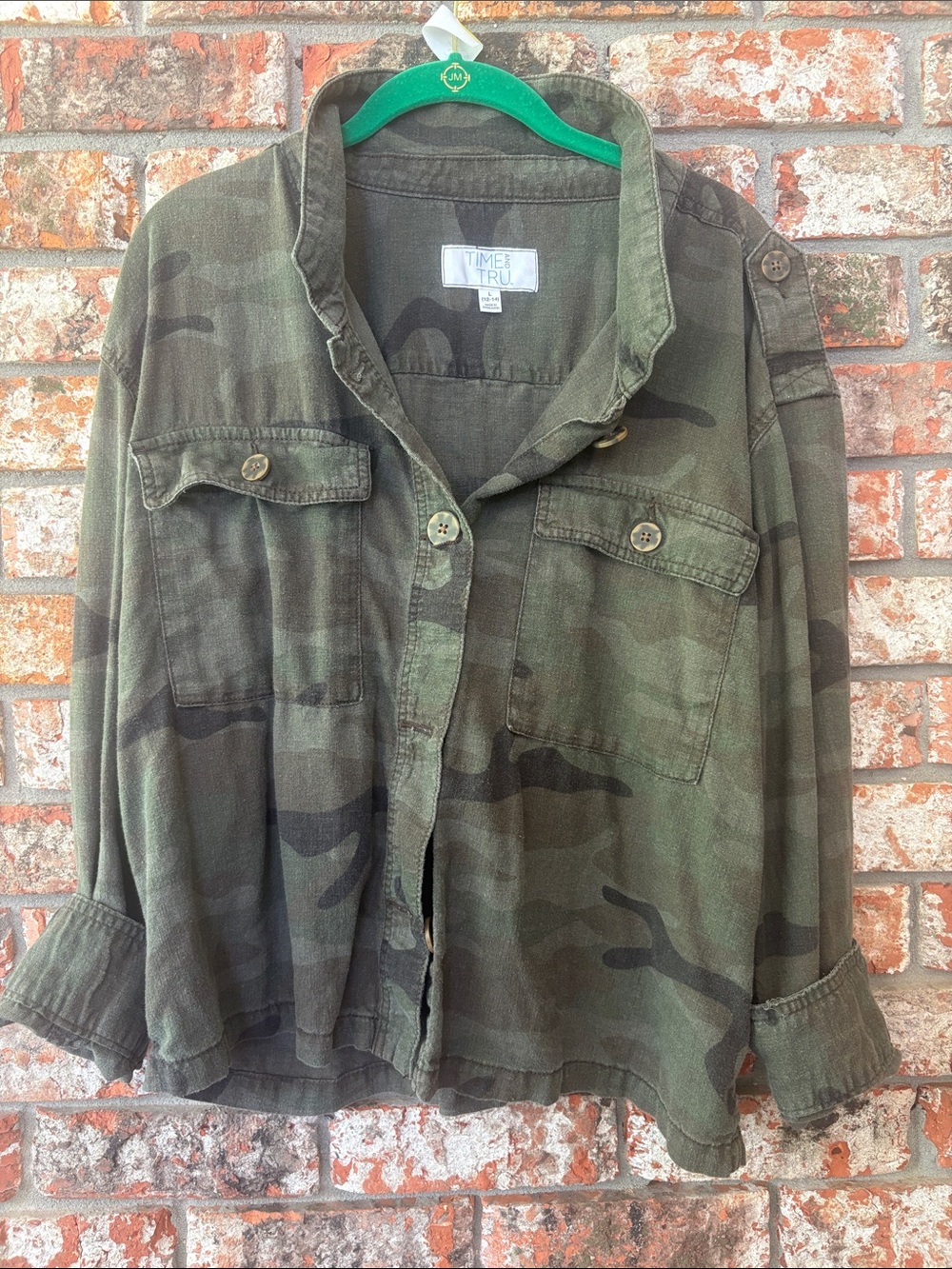 Time and Tru Olive Green Utility Shirt Jacket
